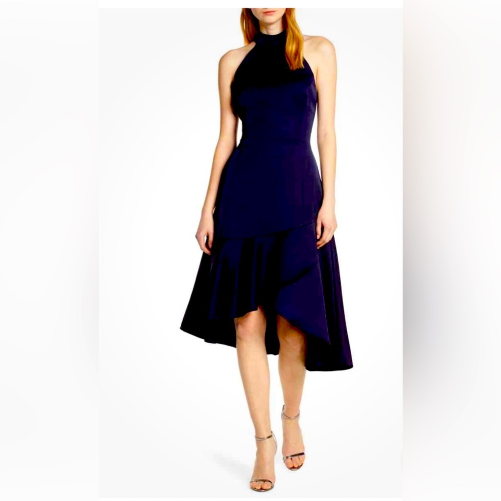 Harlyn Elegant Navy Blue Halter Dress